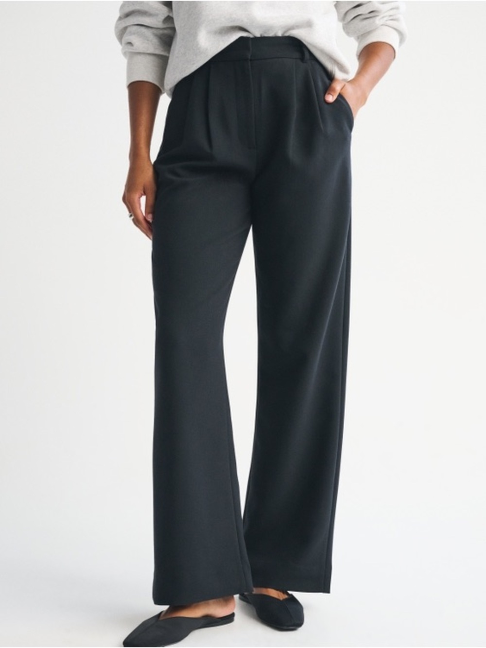Abercrombie & Fitch Curve Love Sloane Tailored Wide Leg Pant | Size 33L